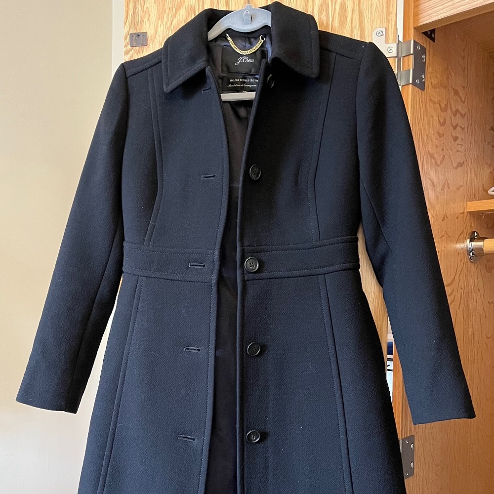 J. Crew Lady Day Coat in Italian double-cloth wool black size 0P